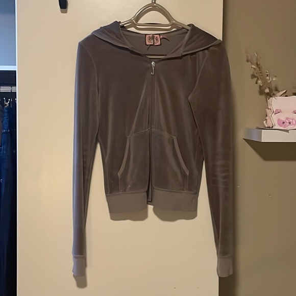 COPY - Grey Juicy Velour Hoodie - Picture 2 of 4